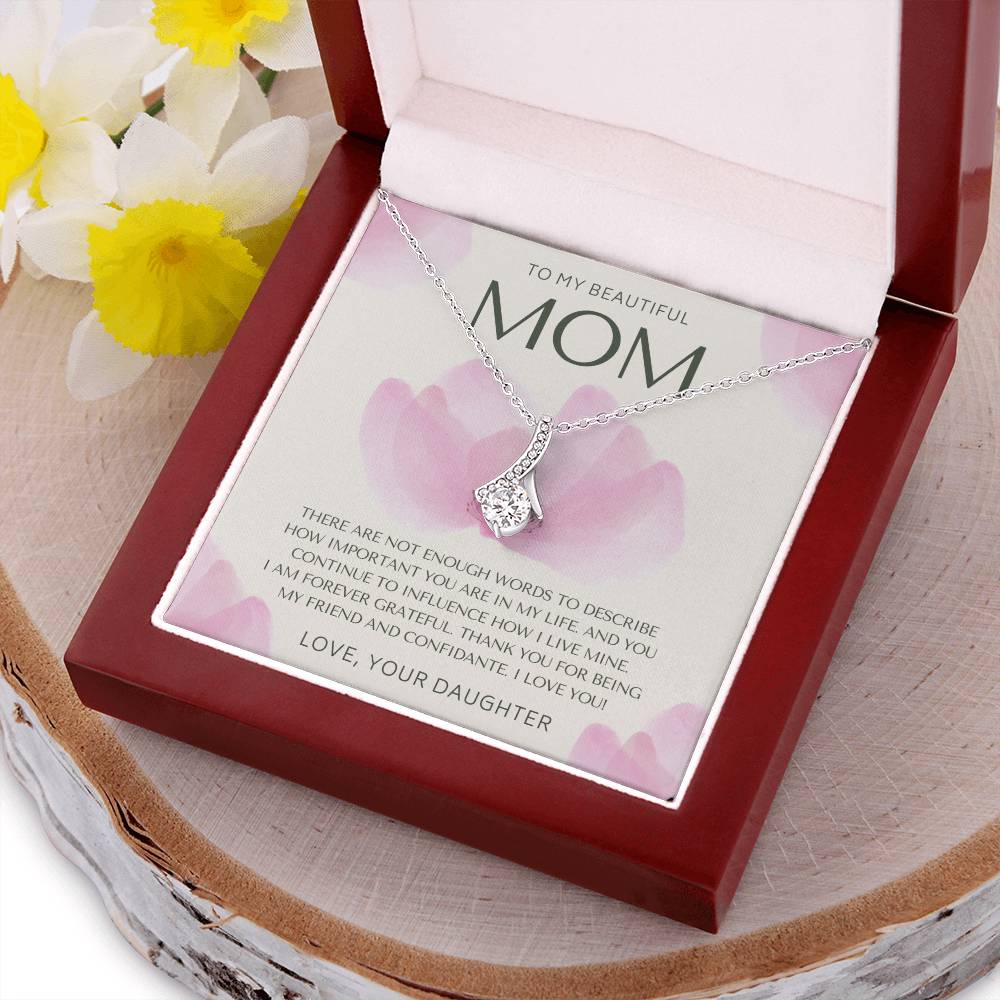 To My Beautiful Mom Necklace  Mom Gift  Mother’S Day Gift  Birthday Gift For Mom  Gift From Daughter For Mom  Necklace For Mom  Gift For Mom Alluring Beauty Necklace