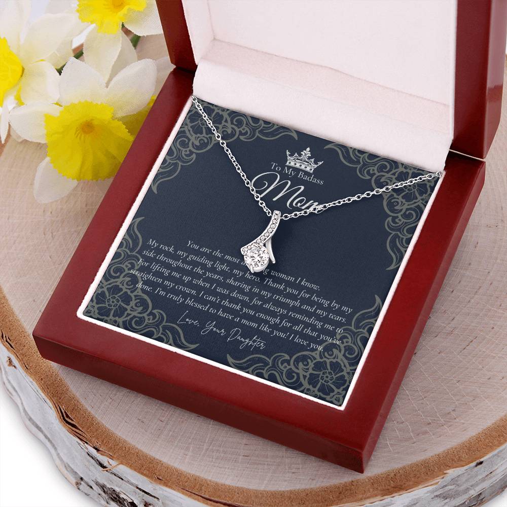 To My Badass Mom Necklace  Badass Mom Gift  Mother’S Day Gift  Birthday Gift  Gift From Daughter On Wedding Day 4 Alluring Beauty Necklace