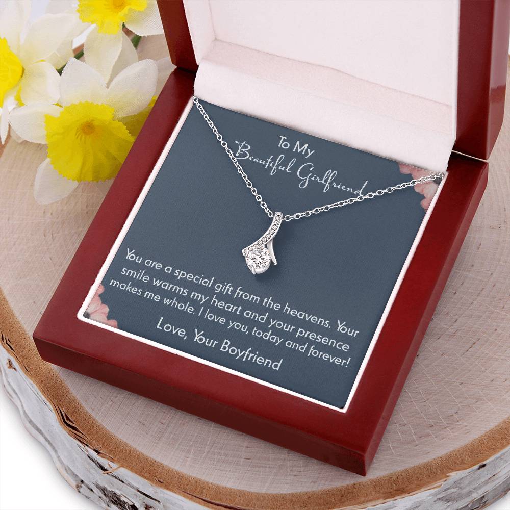 To My Beautiful Girlfriend - 925 Sterling Silver Pendant Alluring Beauty Necklace