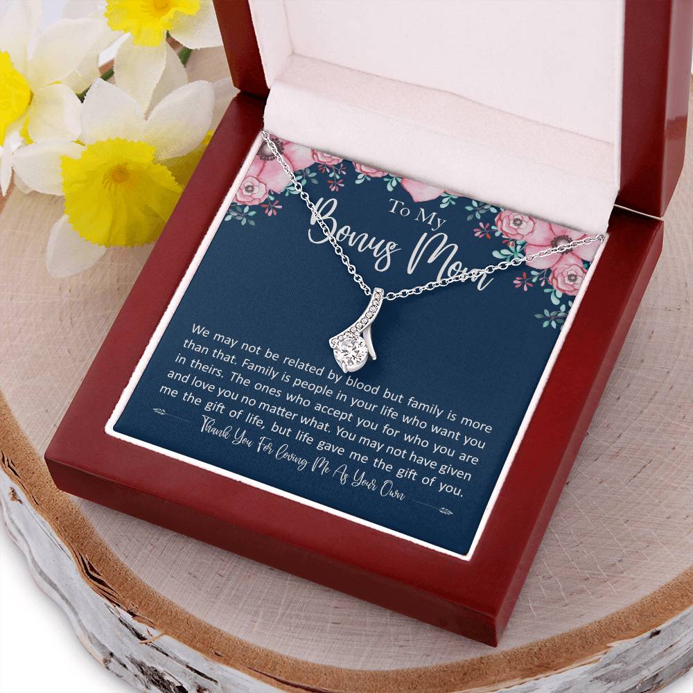 To My Bonus Mom - Family Is More Than Blood Alluring Beauty Necklace