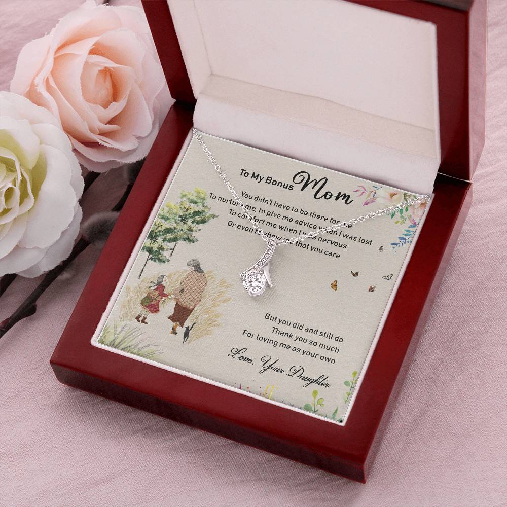To My Bonus Mom Alluring Beauty Necklace Mother's Day Gift From Bonus Daughter - Alluring Beauty Necklace To My Bonus Mom Bonus Mom Necklace Alluring Beauty Necklace