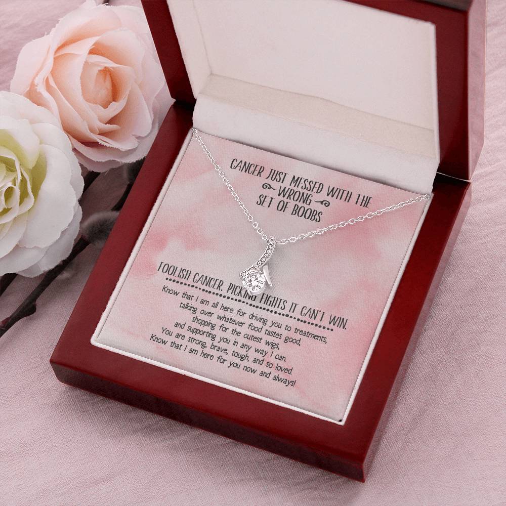 Breast Cancer Support Ribbon Necklace- Pink Alluring Beauty Necklace