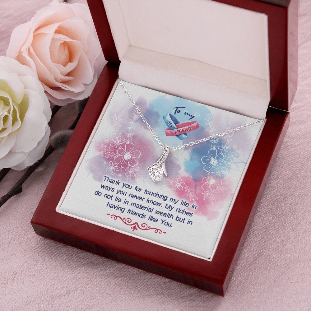 To My Bestfriend - Thank You Touching My Life - 925 Sterling Silver Pendant Alluring Beauty Necklace
