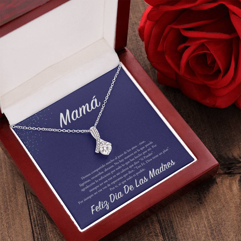 Ribbon Sparkly Pendant Alluring Beauty Necklace
