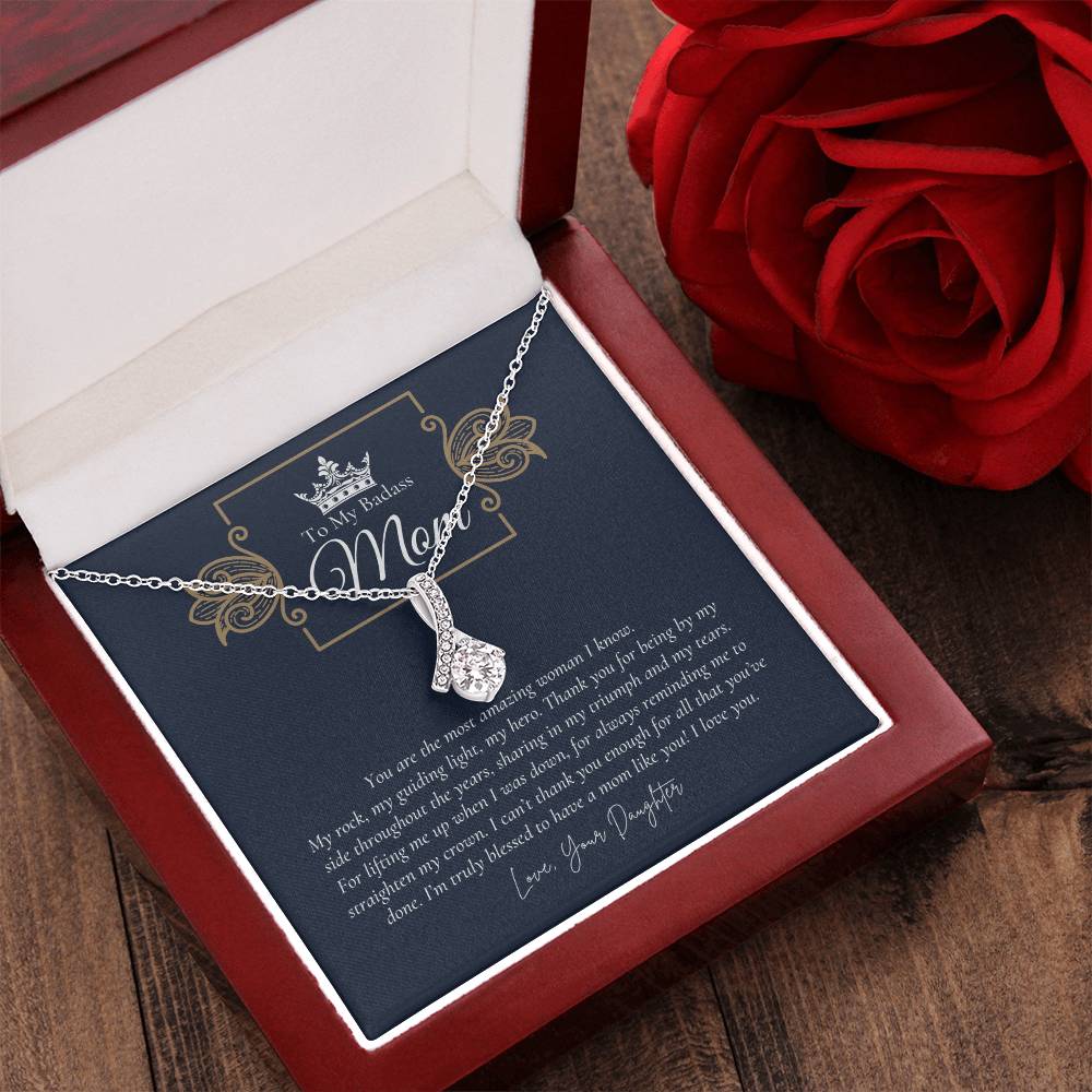 To My Badass Mom Necklace  Badass Mom Gift  Mother’S Day Gift  Birthday Gift  Gift From Daughter On Wedding Day 2 Alluring Beauty Necklace