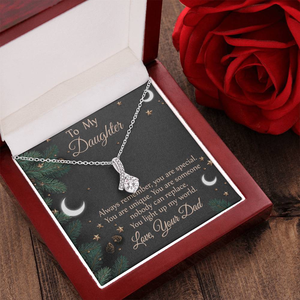 To Daughter - From Dad - You Light Up My World Necklace Alluring Beauty Necklace