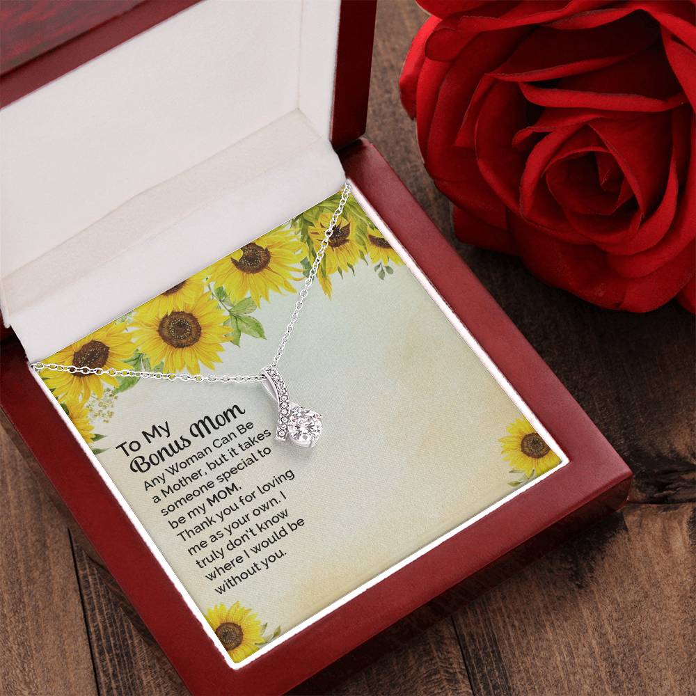 Ribbon Pendant Necklace -To My Bonus Mom- Takes Someone Special Alluring Beauty Necklace