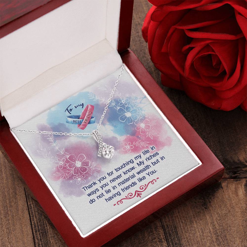 To My Bestfriend - Thank You Touching My Life - 925 Sterling Silver Pendant Alluring Beauty Necklace