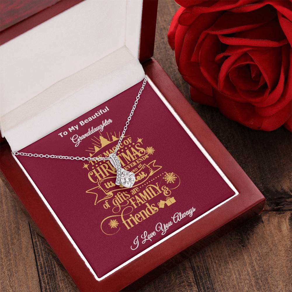 To My Beautiful Granddaughter The Magic Of Christmas Is Family And Friends Message Card Necklace I Love You Always Alluring Beauty Necklace