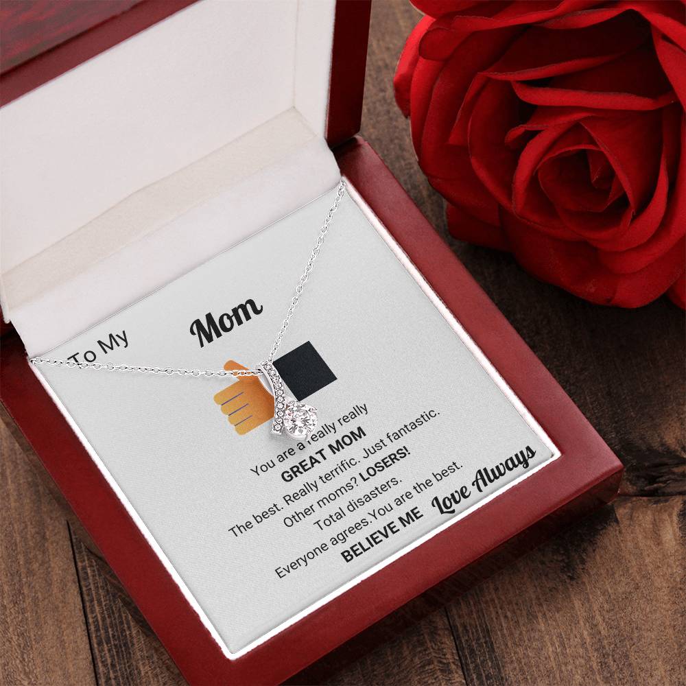 Really Great Mom Sparkly Pendant Necklace - Alluring Beauty Necklace