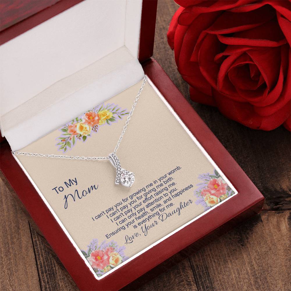 Ribbon Pendant Necklace With I Can't Pay You Message Card Gift For Mother Alluring Beauty Necklace