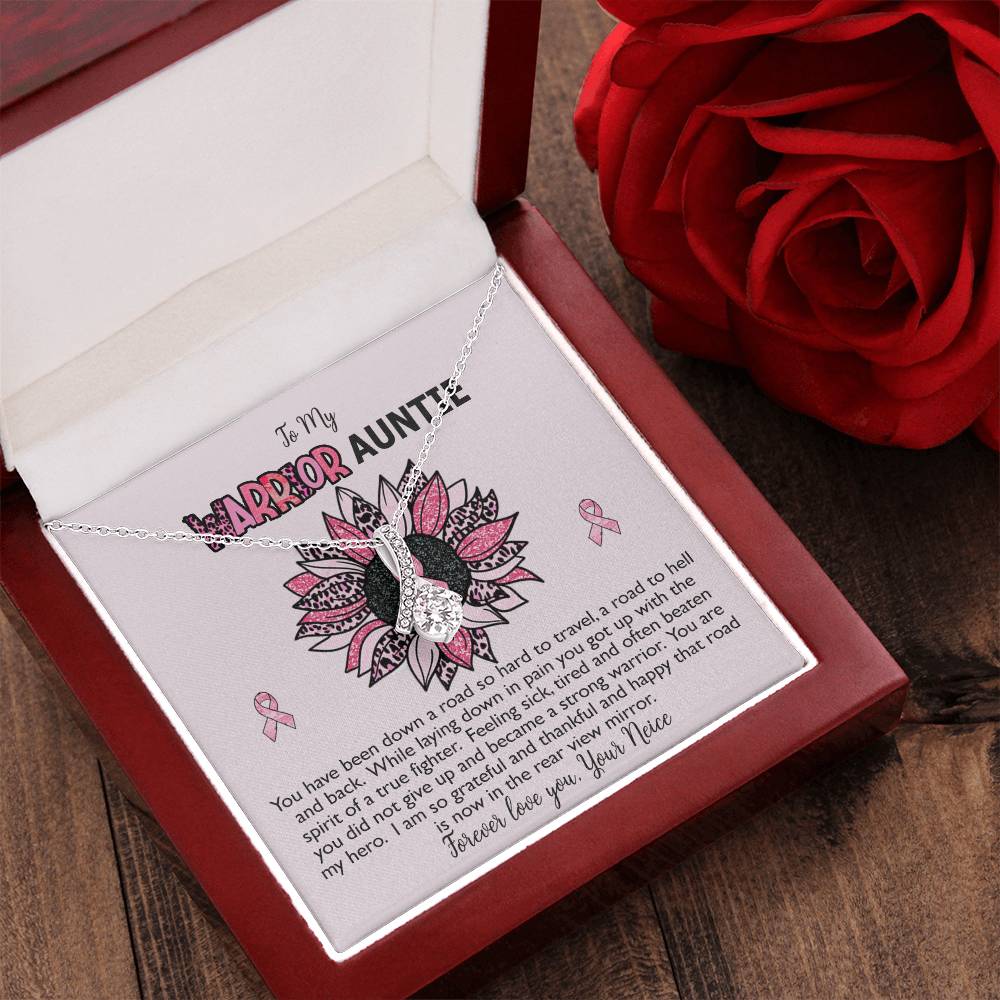 Aunt Breast Cancer Survivor Ribbon Necklace Gift Alluring Beauty Necklace
